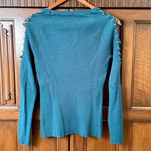 Bebé Teal Ribbed Sweater, size L - Picture 3 of 5